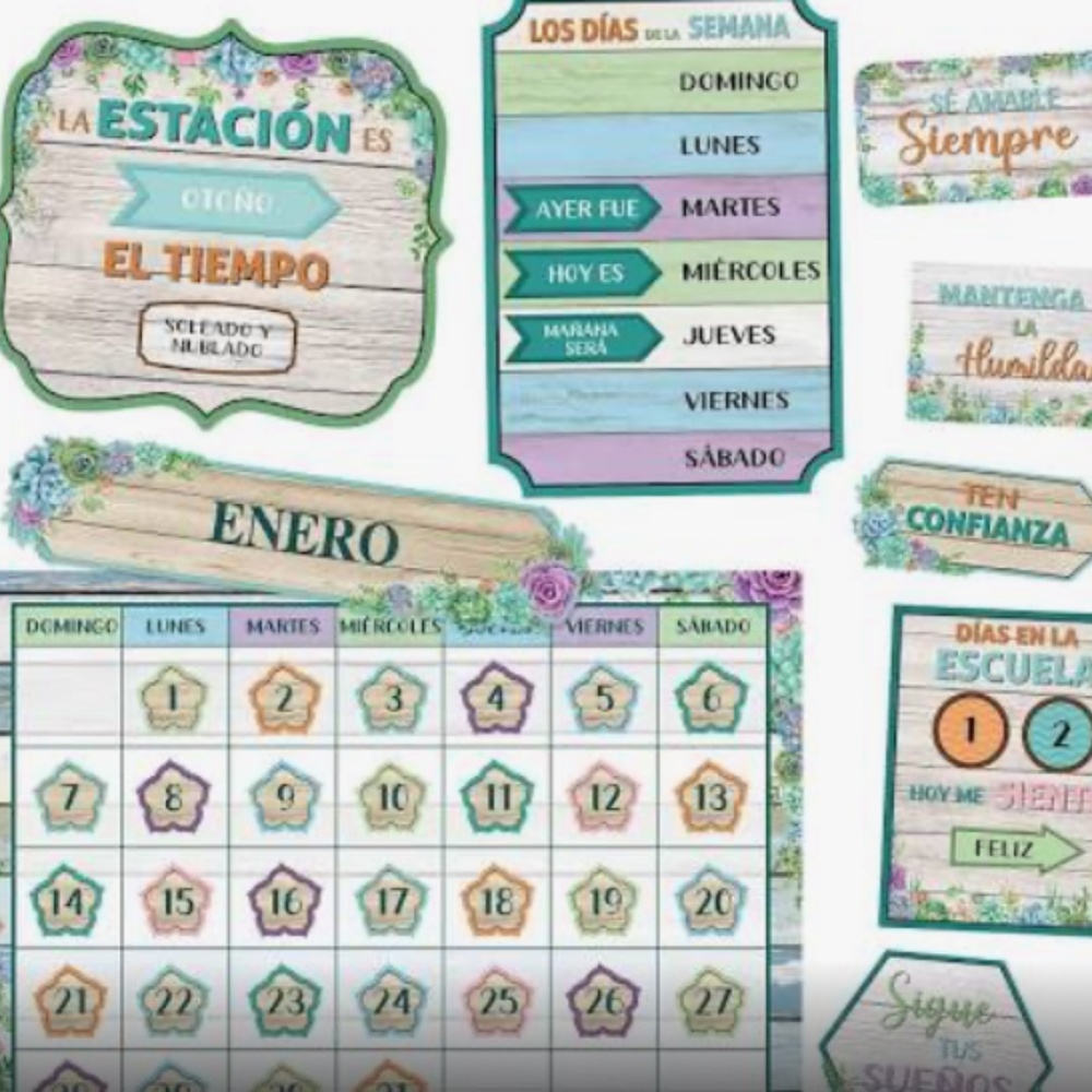 NWT SPANISH Classroom calendar bulletin board set